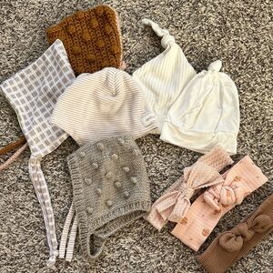 Cozy baby Knitted Hat Set - Cream, Brown, Gray